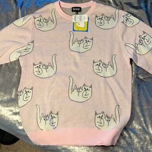Pink sweater. Cats. Large